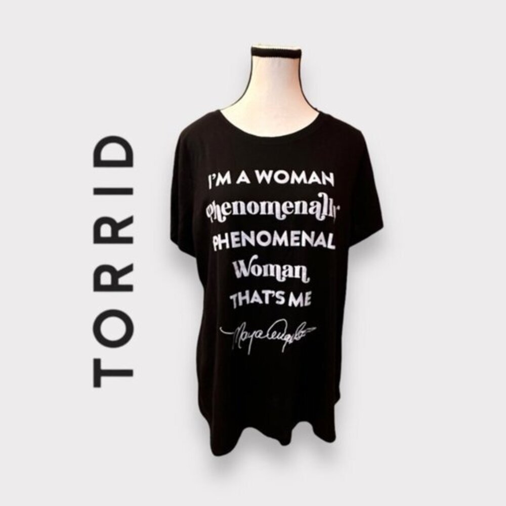 Women’s Torrid Black Graphic Tee Slim Fit Crew Tee – Maya Angelou Women 1 1X 1XL